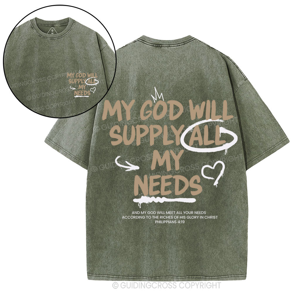 My God Will Supply All My Needs Christian Washed T-Shirt