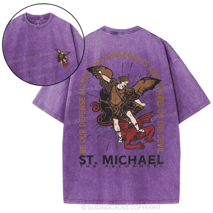 New ST Michael The Archangel Christian Washed T-Shirt