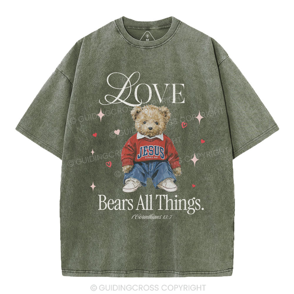 Love Bears All Things New Christian Washed T-Shirt