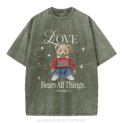 Love Bears All Things New Christian Washed T-Shirt