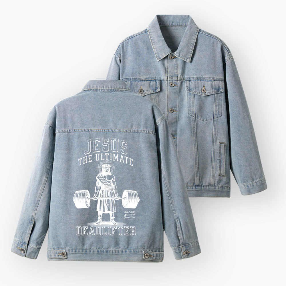 Jesus The Ultimate Deadlifte Christian Denim Jacket