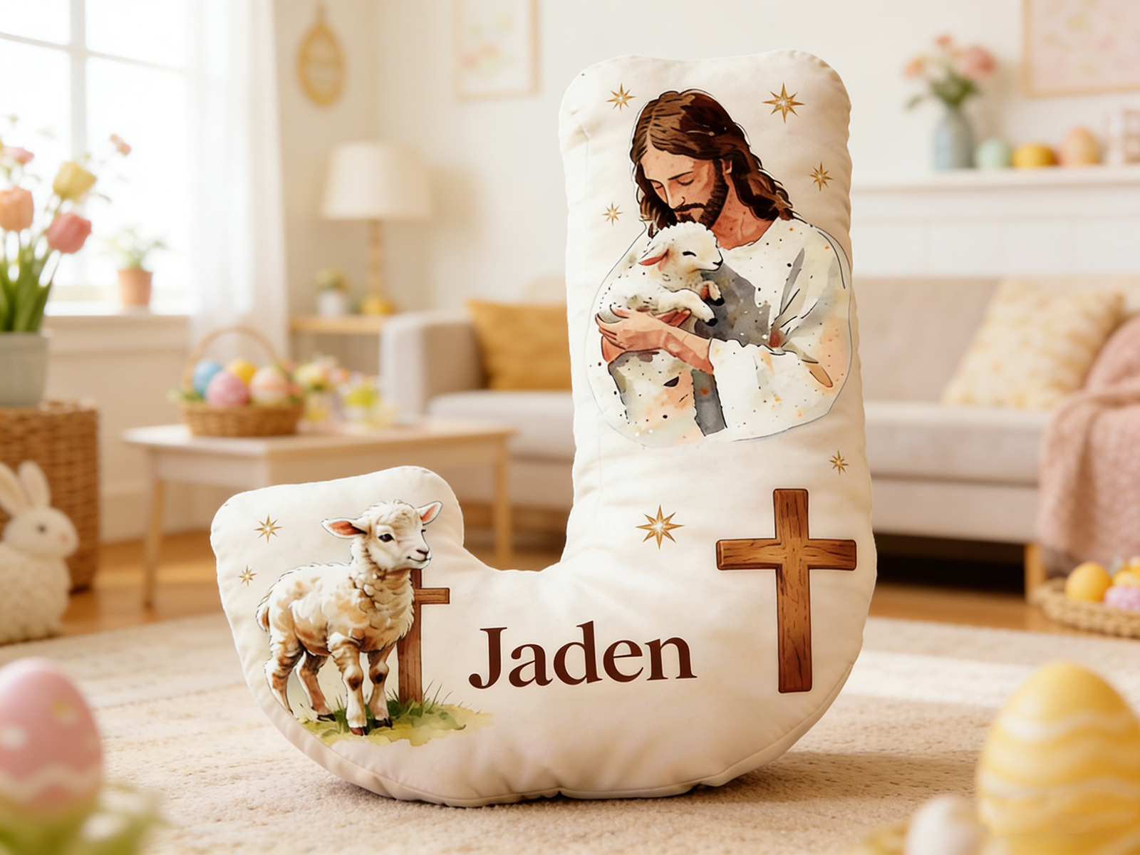 He Is My Shepherd Irregular Short Plush Pillow