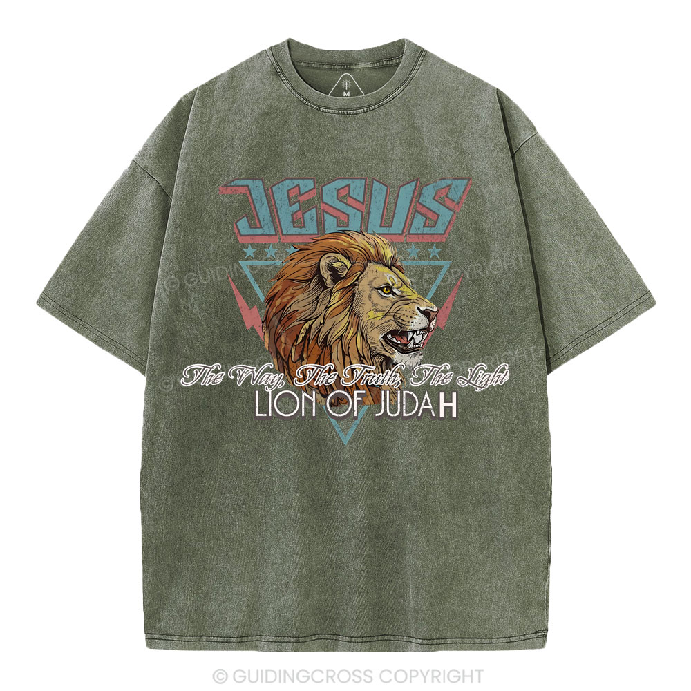 Jesus Lion Of Juda Christian Washed T-Shirt