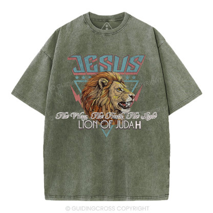 Jesus Lion Of Juda Christian Washed T-Shirt