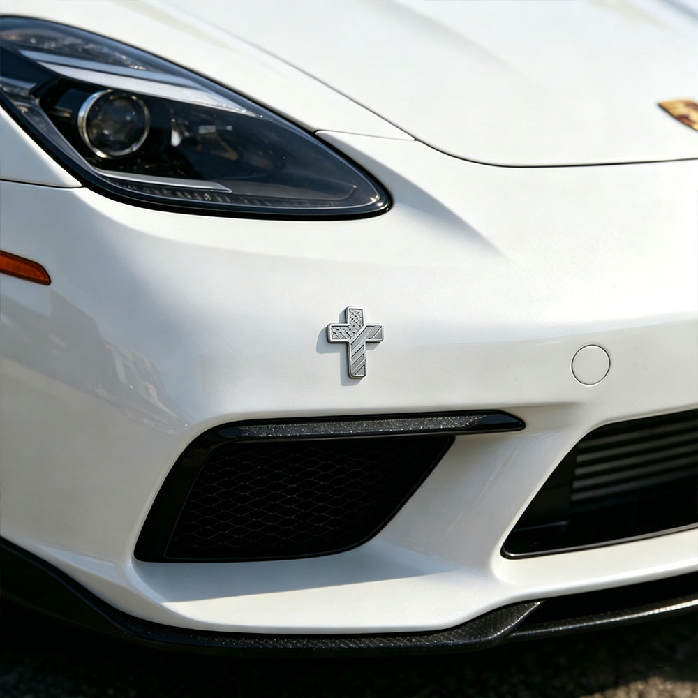 Premium Zinc Alloy 3D Cross Metal Car Emblem Badge
