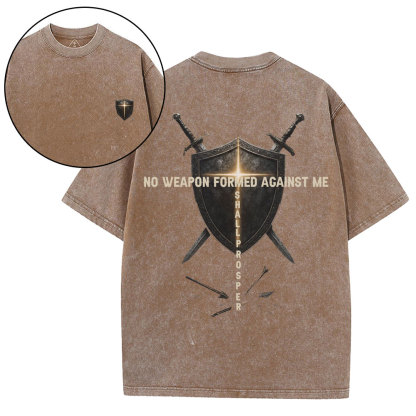 No Weapon Against Me Christian Washed T-Shirt