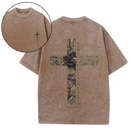 I Can Do All Things With Christ Christian Washed T-Shirt