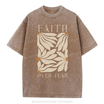 Faith Over Fear Christian Washed T-Shirt