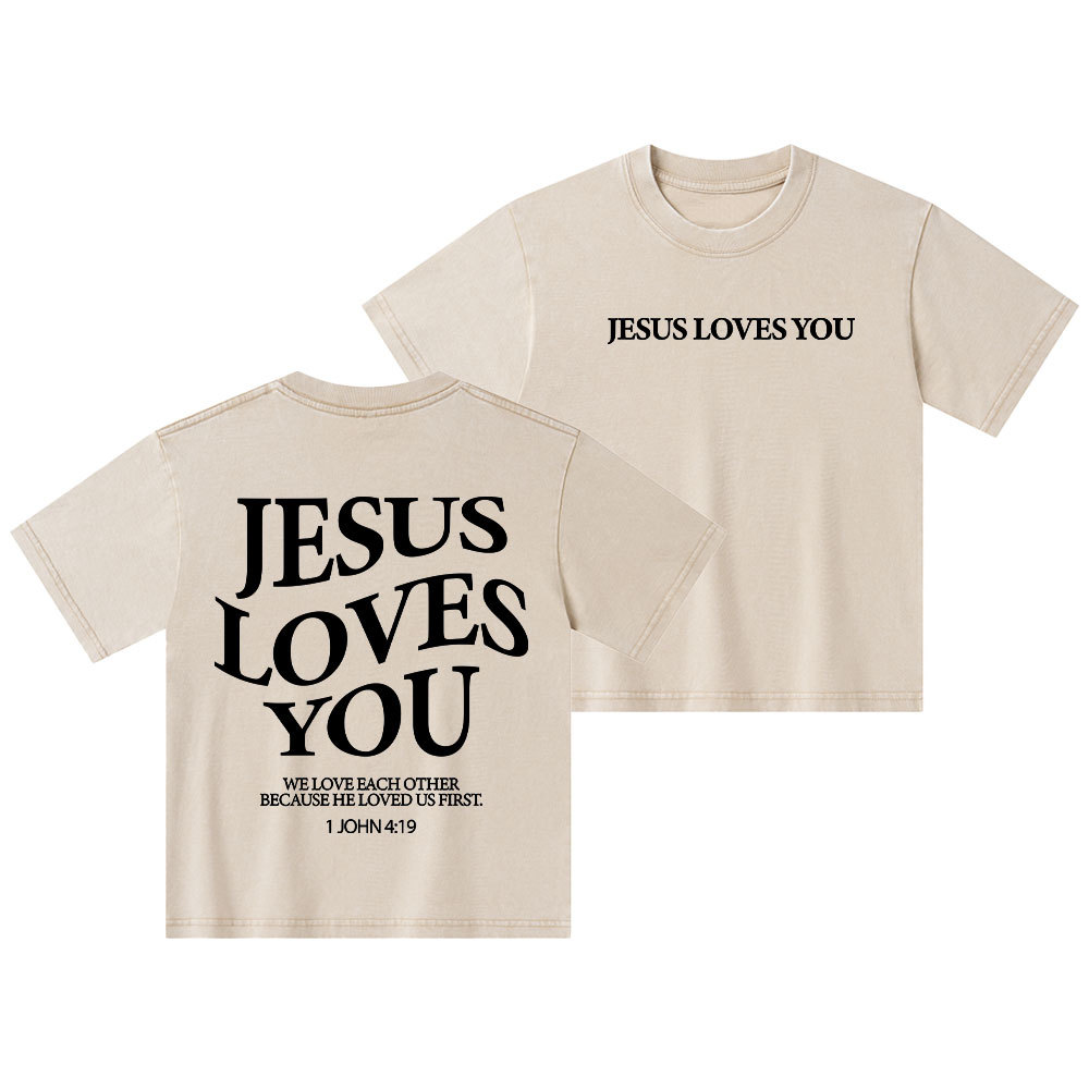 Jesus Loves You Kid Washed T-Shirt