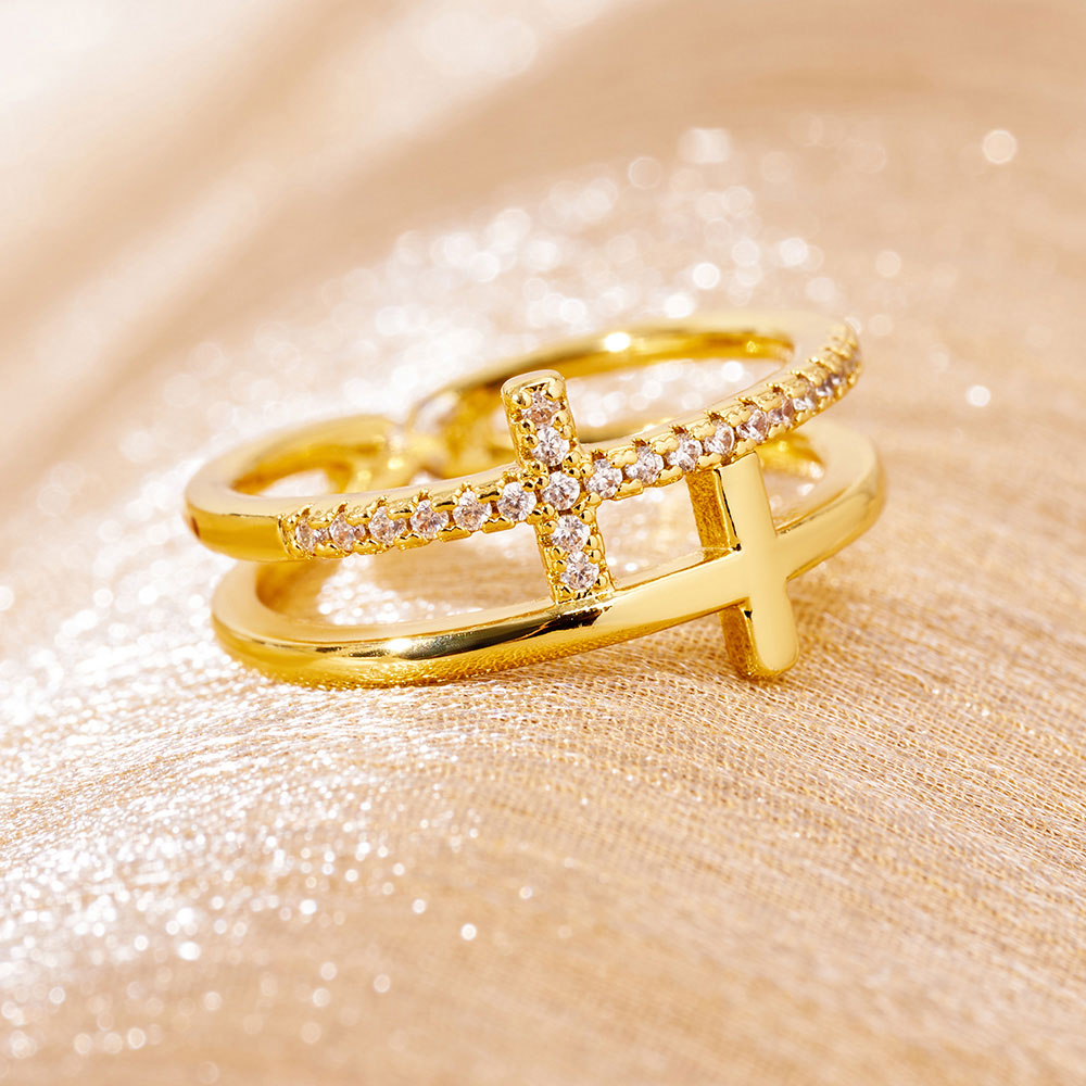 Diamond Cross Christian Ring