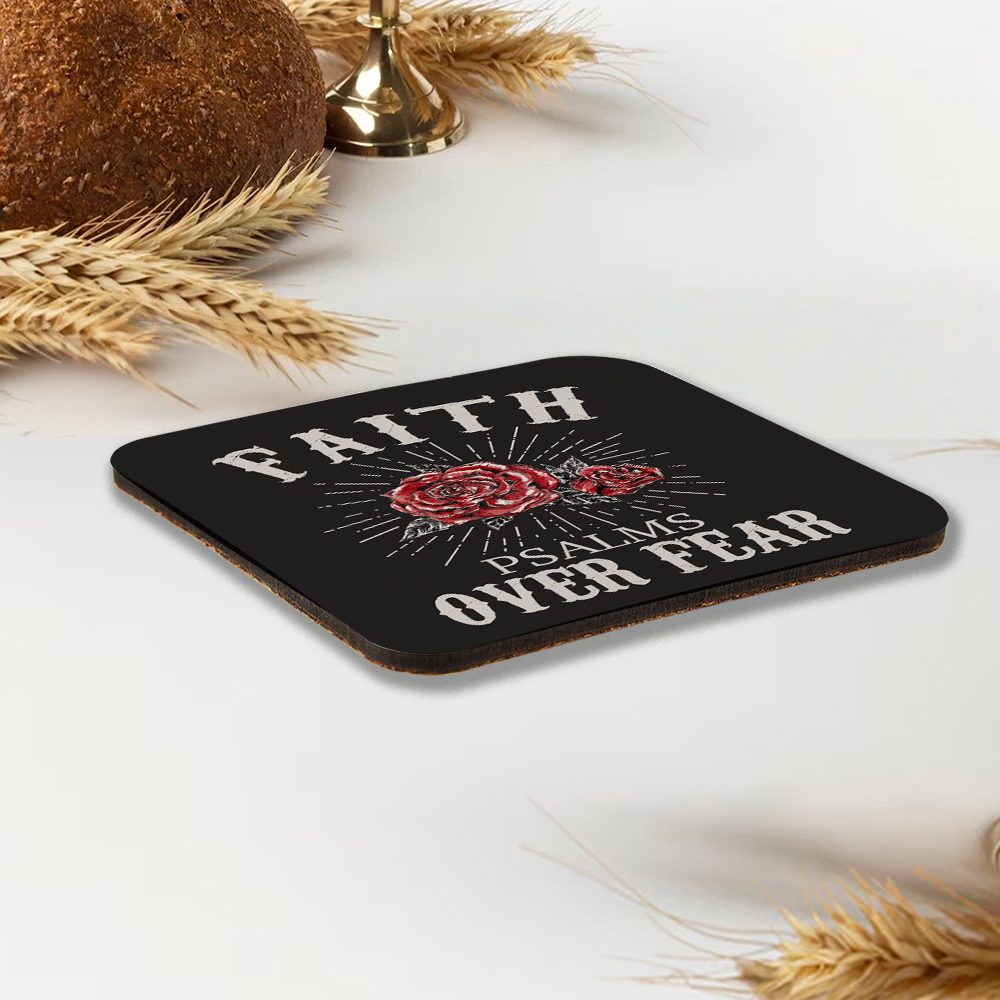 Faith Over Fear Christian Wooden Printed Coasters 