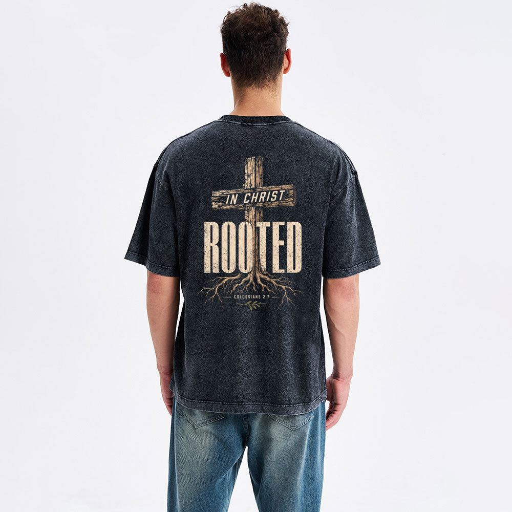 In Christ Rooted Christian Washed T-Shirt