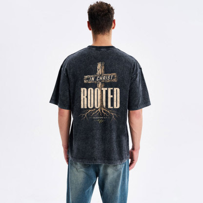 In Christ Rooted Christian Washed T-Shirt