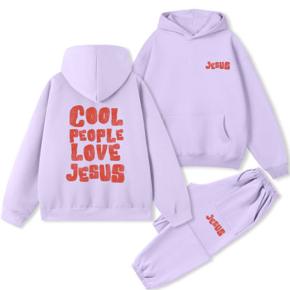 Cool People Love Jesus Christian Premium Fleece Hoodie Set 