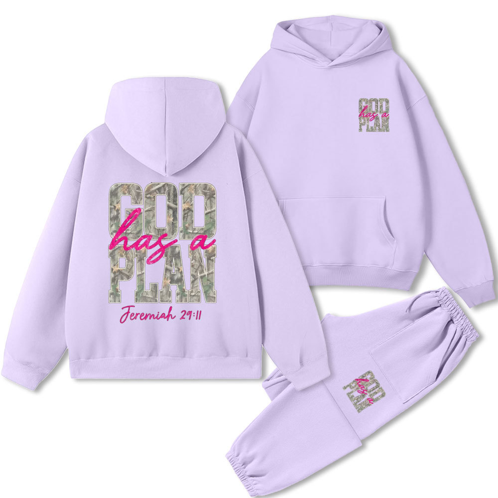God Has A Plan Christian Premium Fleece Hoodie Set 