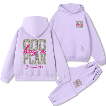 God Has A Plan Christian Premium Fleece Hoodie Set 
