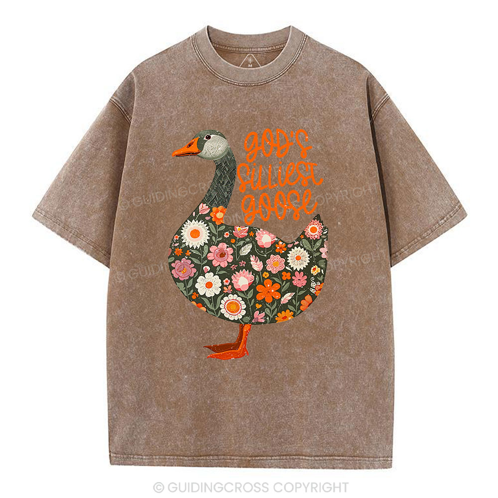 God's Silliest Goose Floral Christian Washed T-Shirt