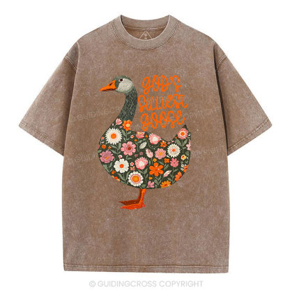 God's Silliest Goose Floral Christian Washed T-Shirt