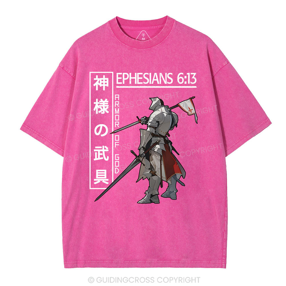 Armor Of God Anime Christian Washed T-Shirt