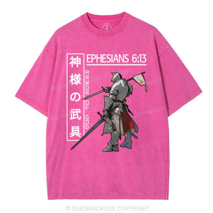 Armor Of God Anime Christian Washed T-Shirt