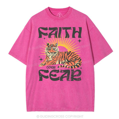 Faith Over Fear Christian Washed T-Shirt