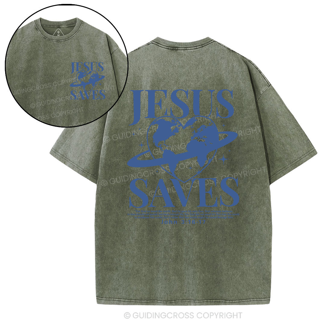 Jesus Saves Christian Washed T-Shirt