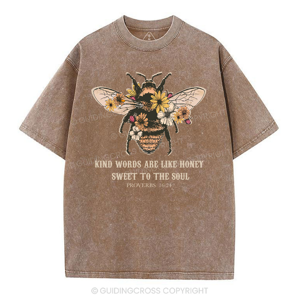 Kind Words Are Like Honey Bee Christian Washed T-Shirt Sale - GuidingCross