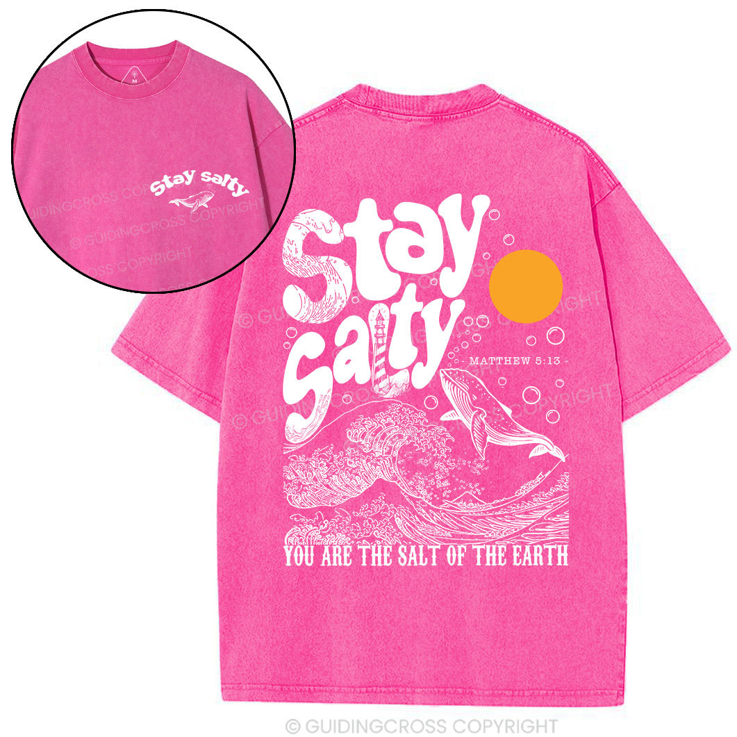 Stay Salty Ocean Waves Christian Washed T-Shirt