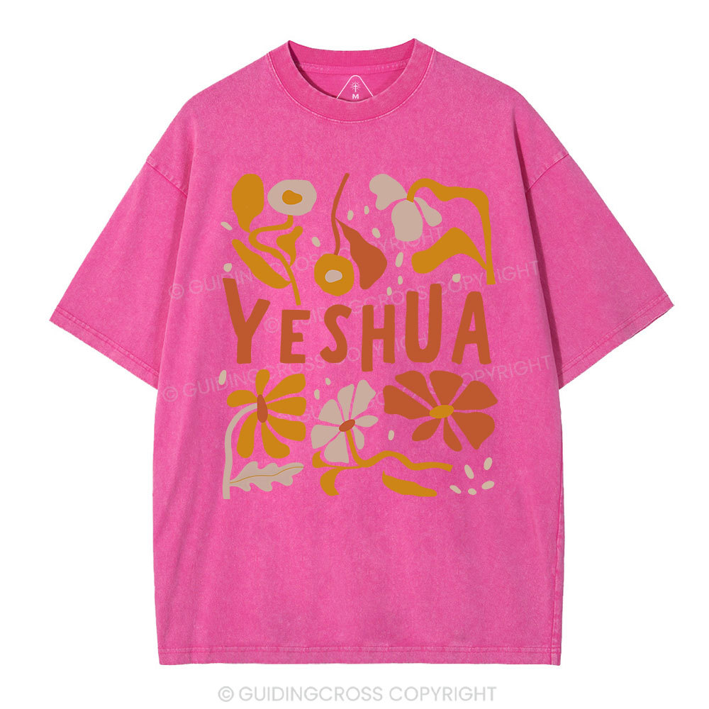YESHUA With Floral Christian Washed T-Shirt