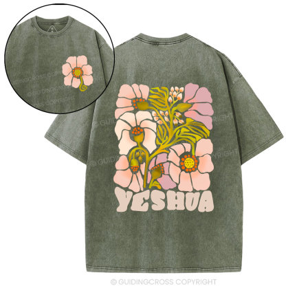 Yeshua With Flower Christian Washed T-Shirt