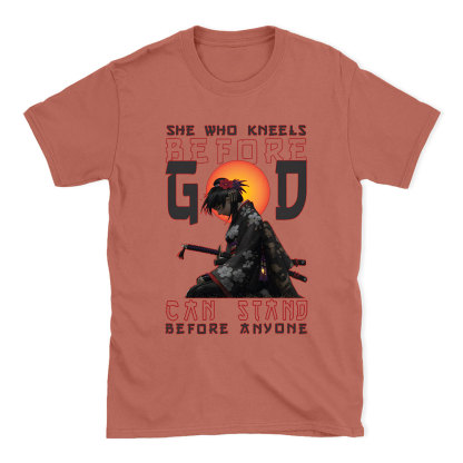 She Who Kneels Before God Christian T-Shirt