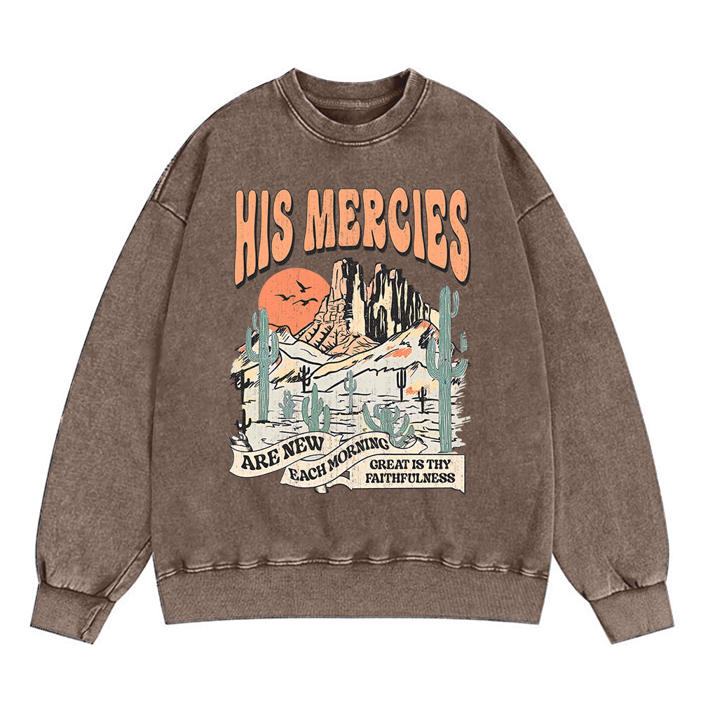 His Mercies Are New Every Morning Boho Christian Washed Sweatshirt
