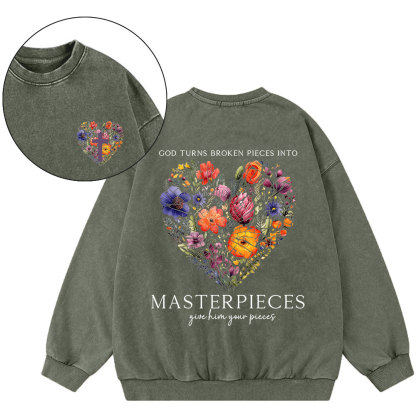 Masterpices Give Him Your Pieces Christian Washed Sweatshirt