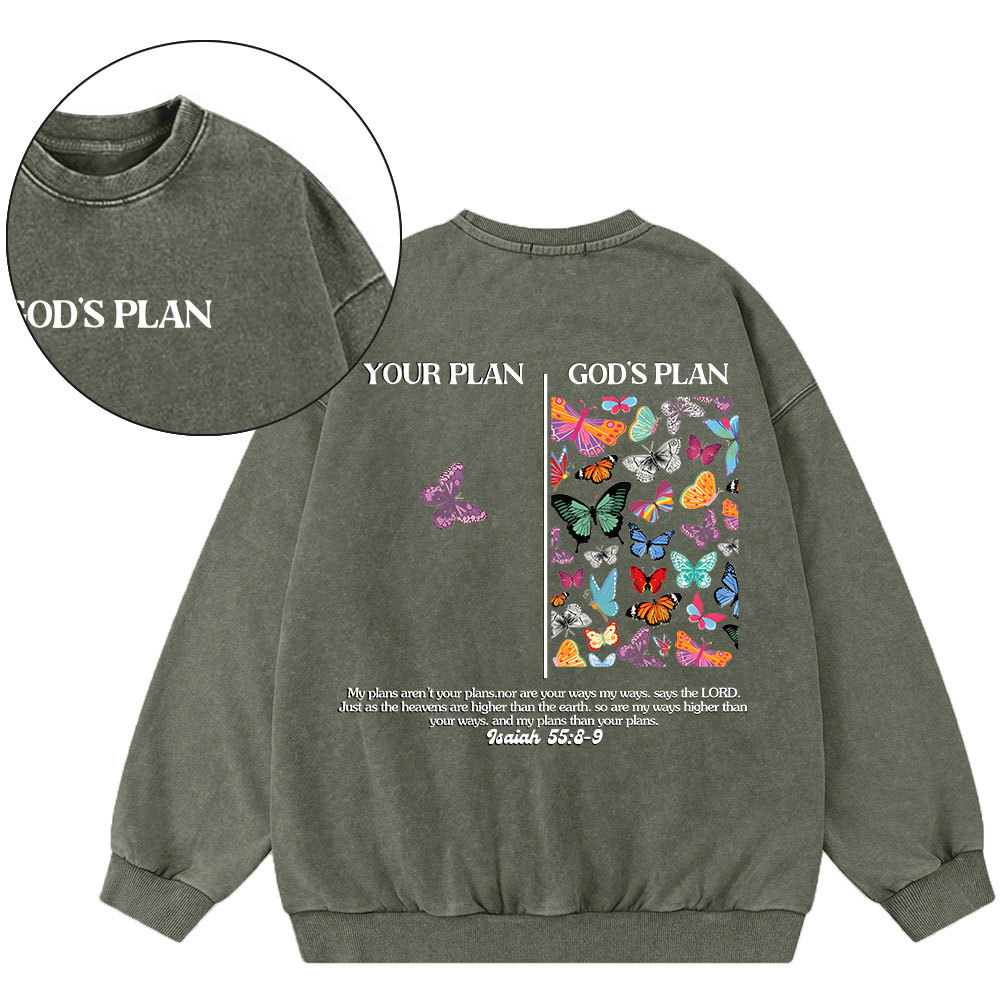 Your Plan And God's Plan Christian Washed Sweatshirt