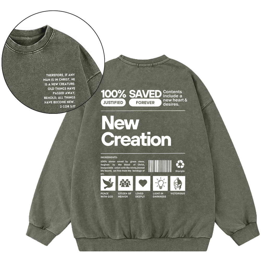 100% Saved Christian Washed Sweatshirt