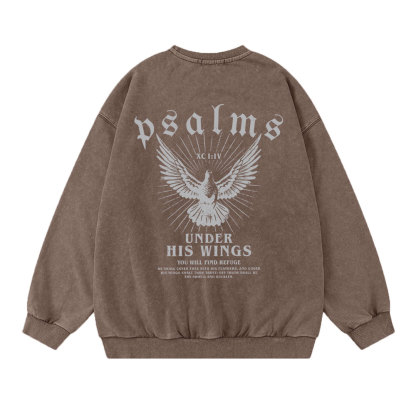 Under His Wings Christian Washed Sweatshirt