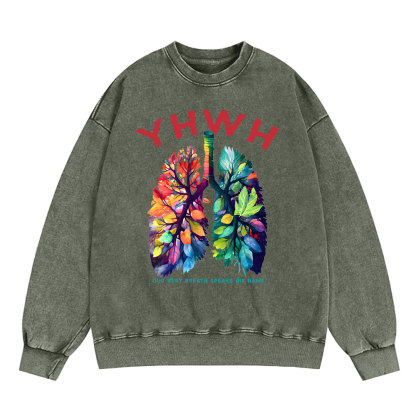 YHWH Leaf Christian Washed Sweatshirt