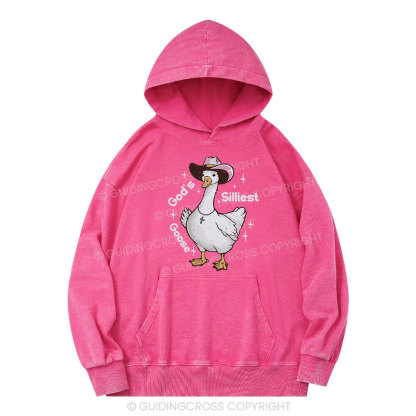 God's Silliest Goose Christian Washed Hoodie 