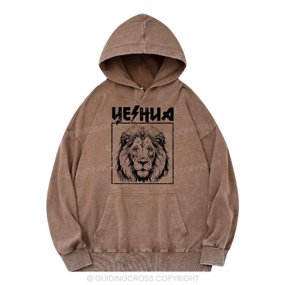 Retro Yeshua Lion Christian Washed Hoodie 