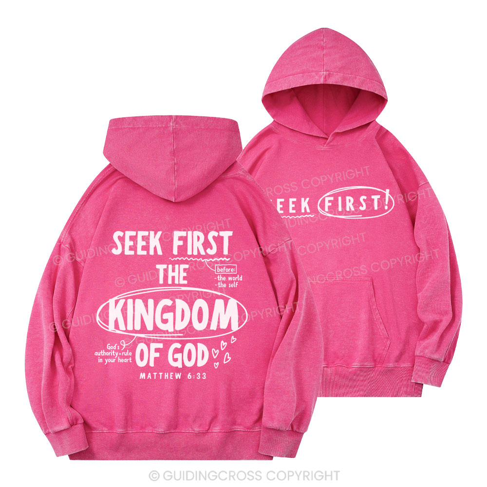 Seek Frist The Kingdom Of God Christian Washed Hoodie 