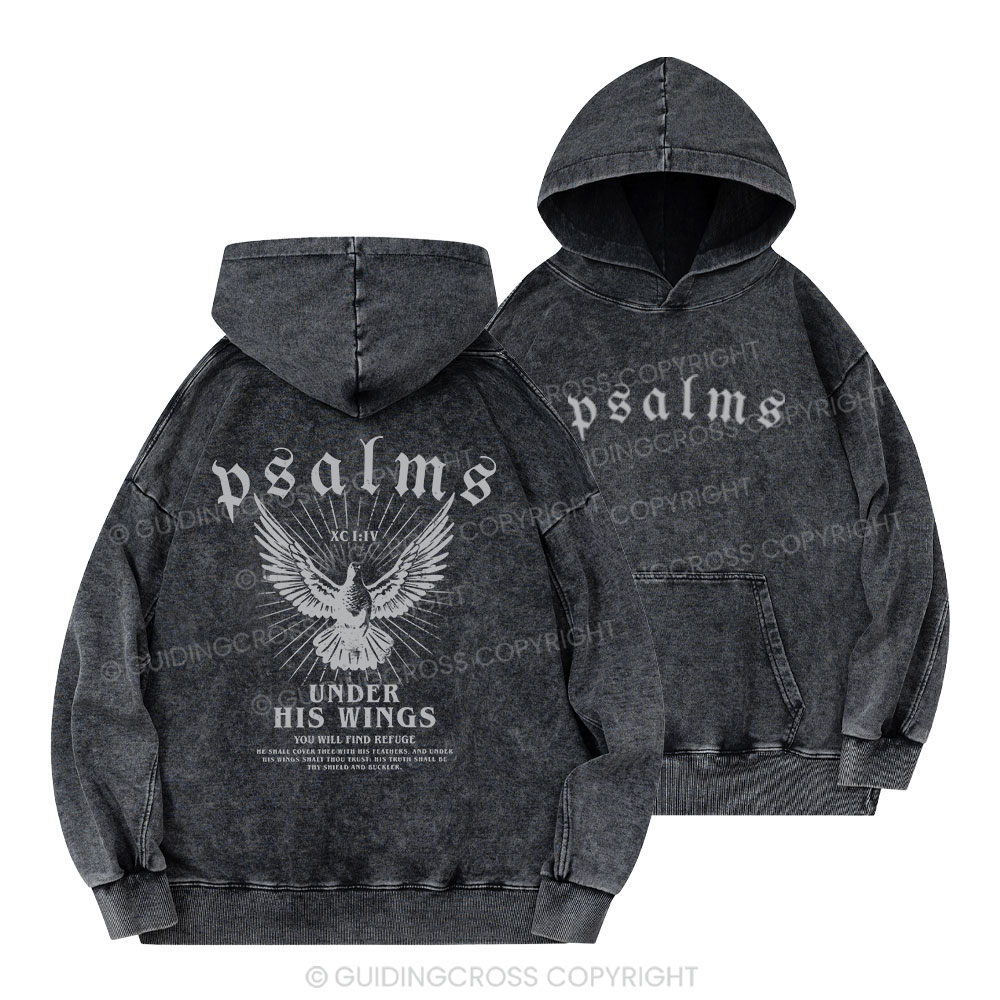 Under His Wings Christian Washed Hoodie 