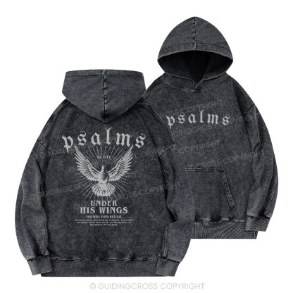 Under His Wings Christian Washed Hoodie 