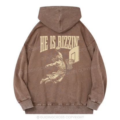 He Is Rizzin Christian Washed Hoodie 