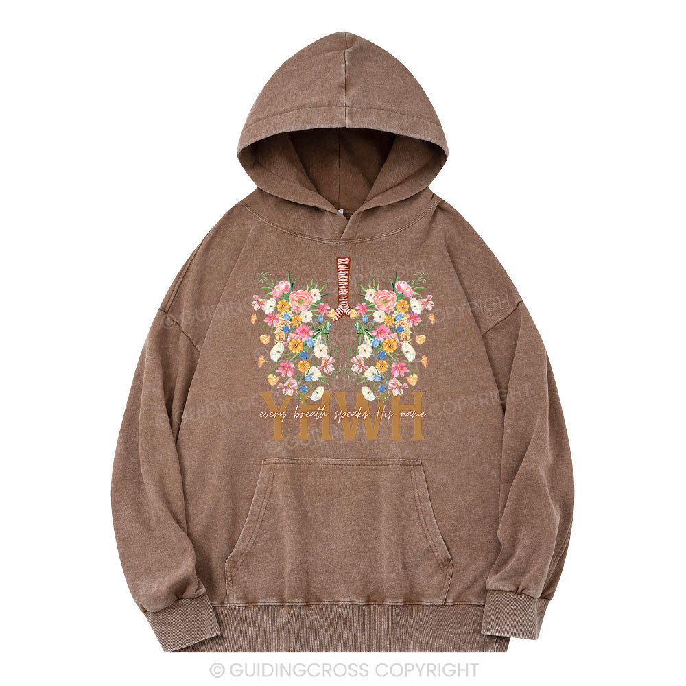YHWH Floral Christian Washed Hoodie 
