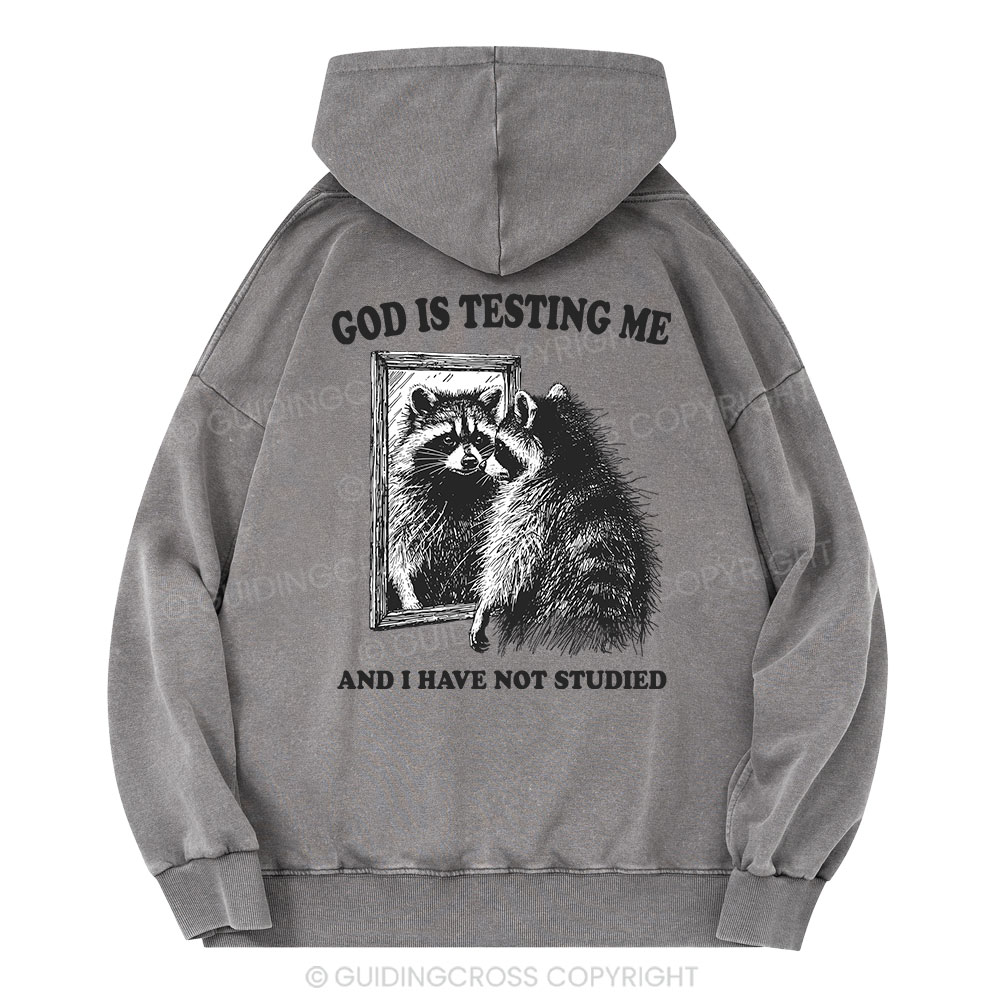 God Is Testing Me And I Have Not Studied Christian Washed Hoodie 