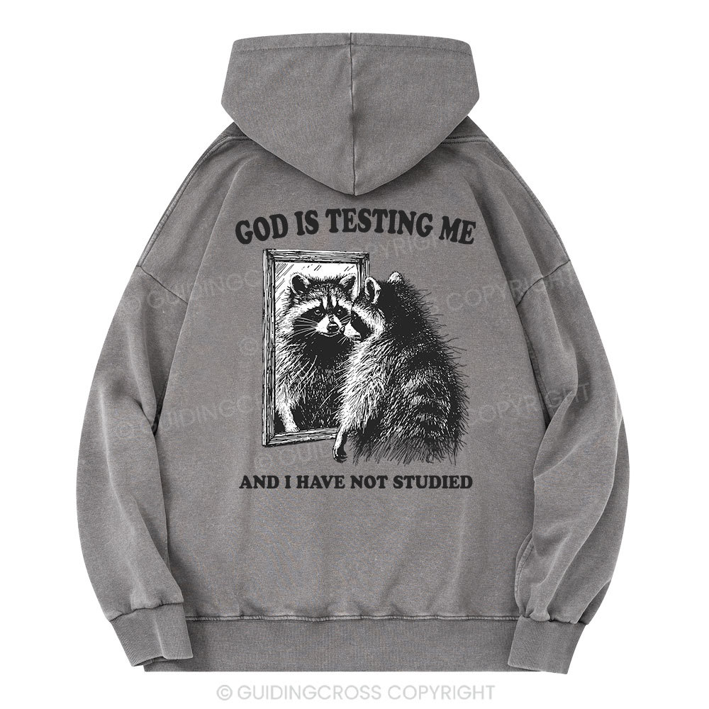 God Is Testing Me And I Have Not Studied Christian Washed Hoodie 