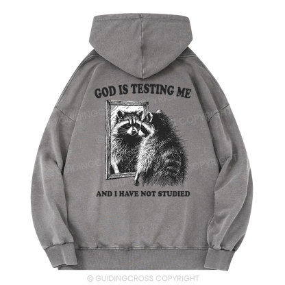 God Is Testing Me And I Have Not Studied Christian Washed Hoodie 