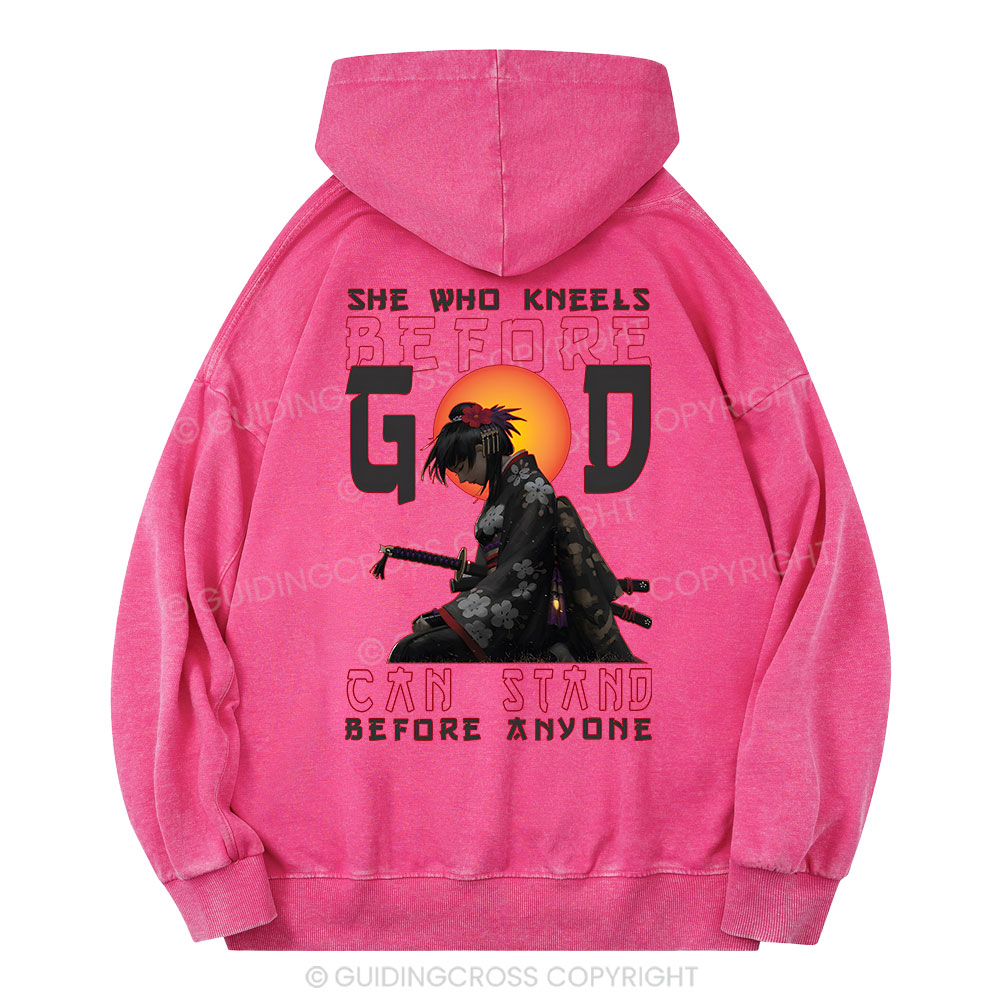 She Who Kneels Before God Christian Washed Hoodie