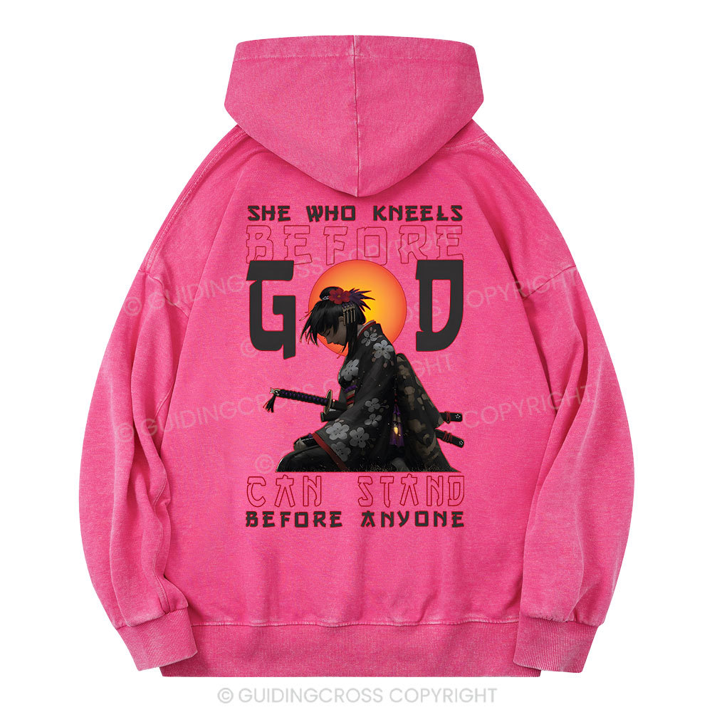She Who Kneels Before God Christian Washed Hoodie