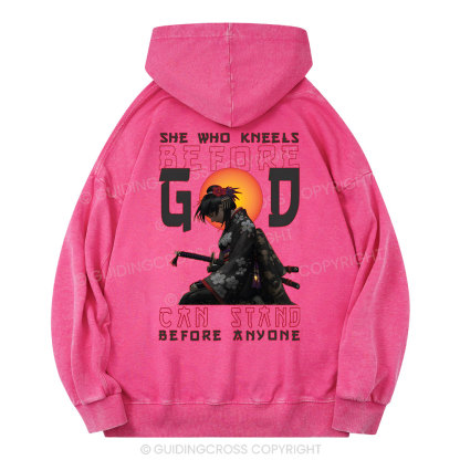 She Who Kneels Before God Christian Washed Hoodie